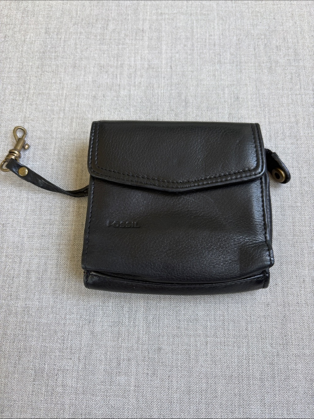 Fossil Black Leather Wristlet Wallet